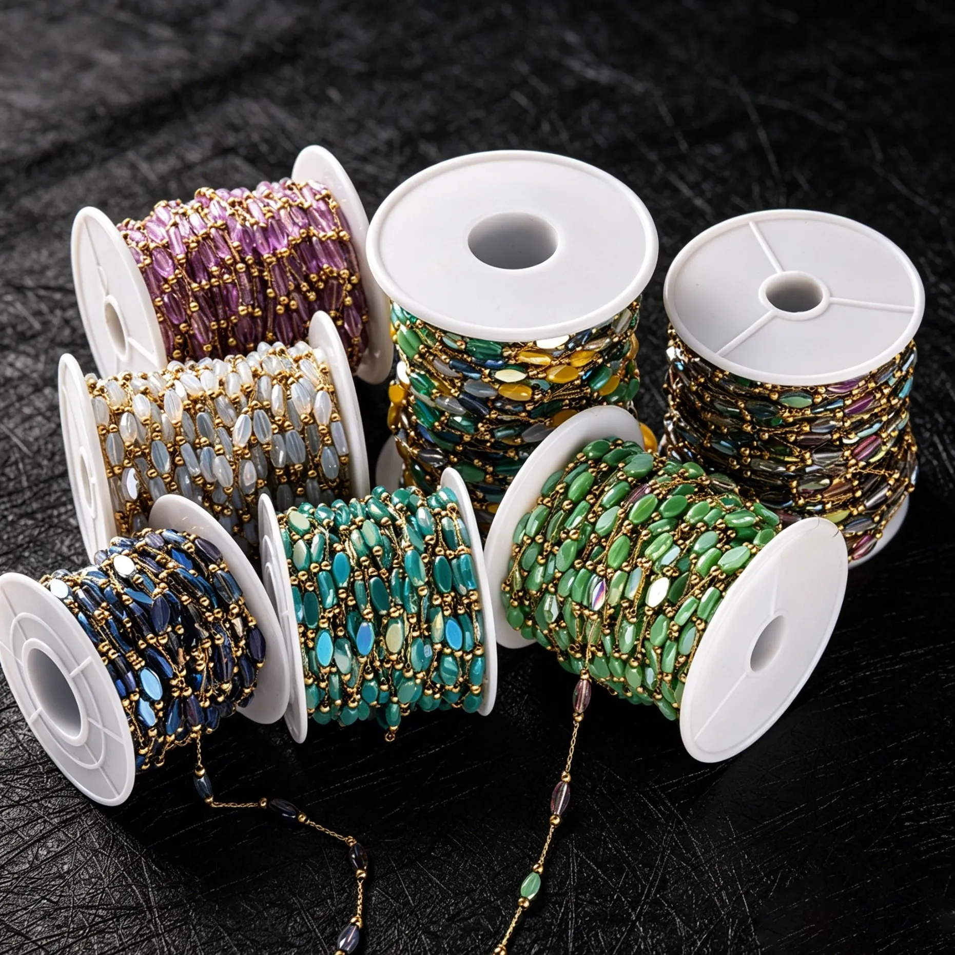 1 Meter Edelstahl Weiße Blaue Lila Steinperlen-Kette für DIY Handgemachte Halsketten Armbänder Schmuckherstellung Zubehör – Detail 1