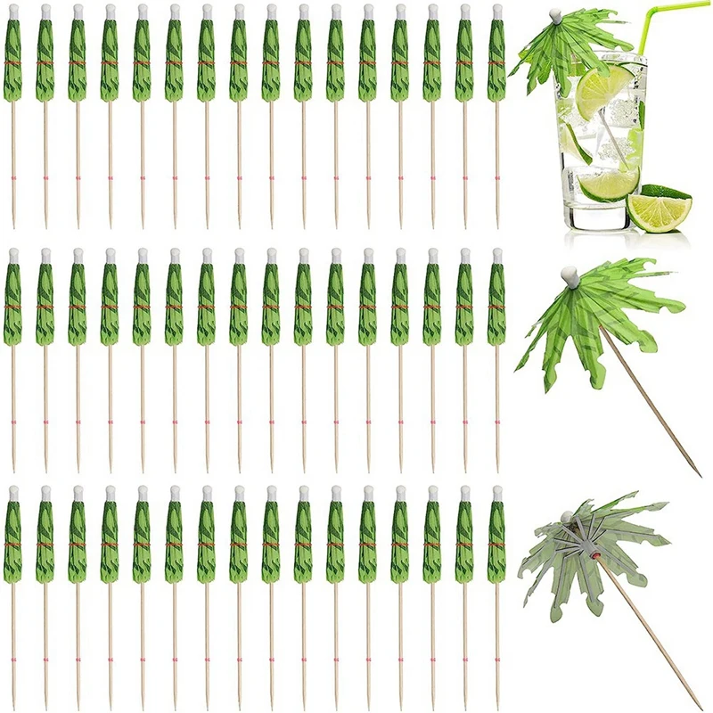 50Pcs Umbrellas For Drinks, Coconut Palm Tree Umbrella Toothpicks, Tropical Umbrella Decorations For Cupcake