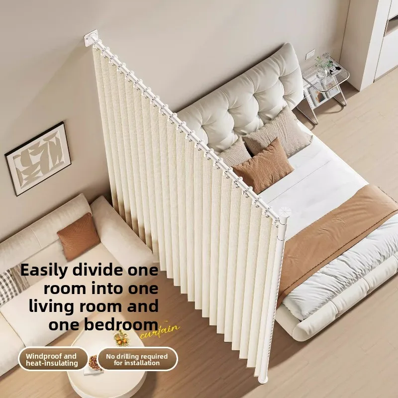 Room, living room partition, one room becomes two rooms, no punching, folding beauty salon, separate beds, rental house