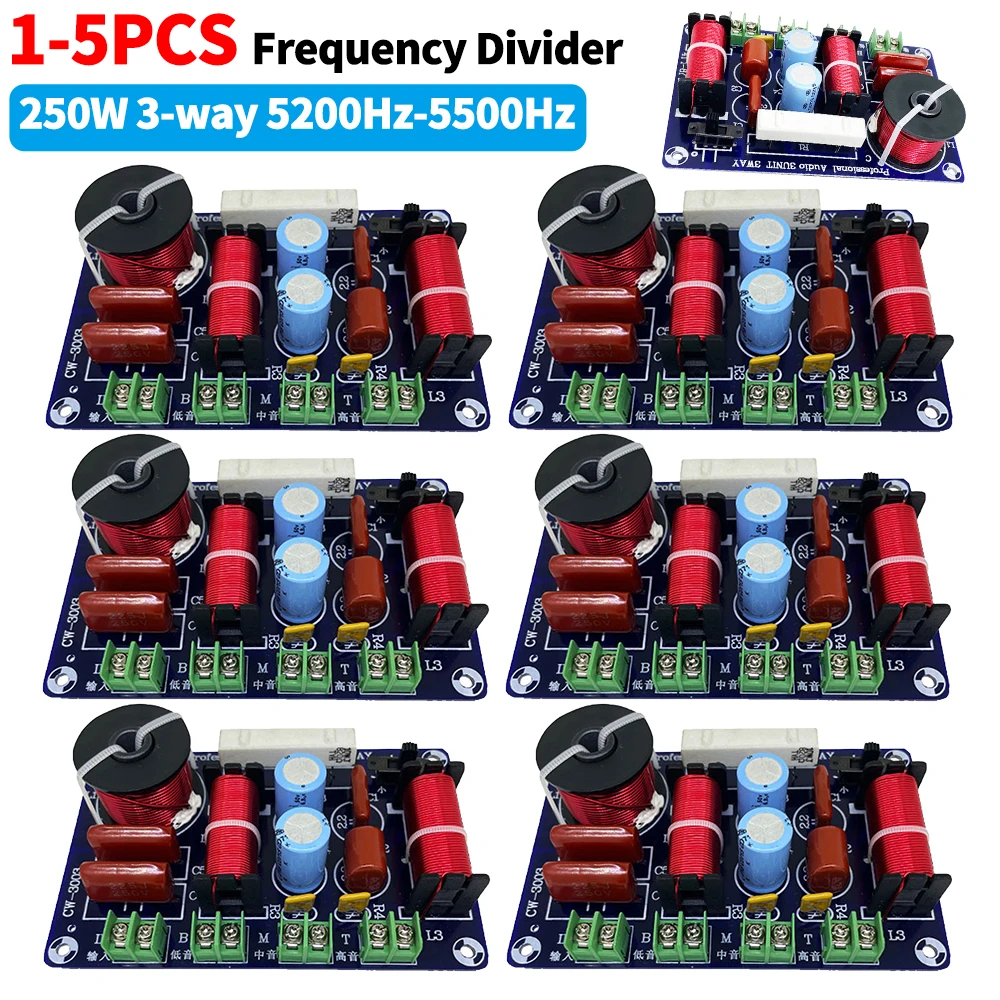 250W Speaker Crossover Treble Medium Bass 3 Ways Speakers Filter Frequency Divider Adjustable for Home Theater Speaker Upgrade