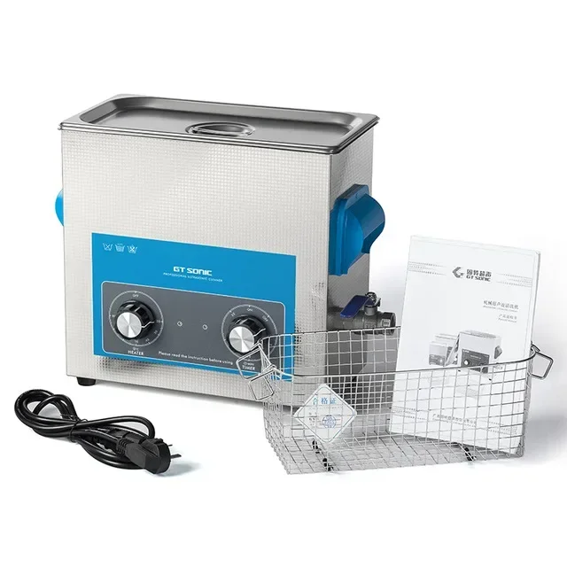 Ultrasone reiniger 6L 150W met verwarmingsmand Mechanische controller Ultrasoon bad, 40khz