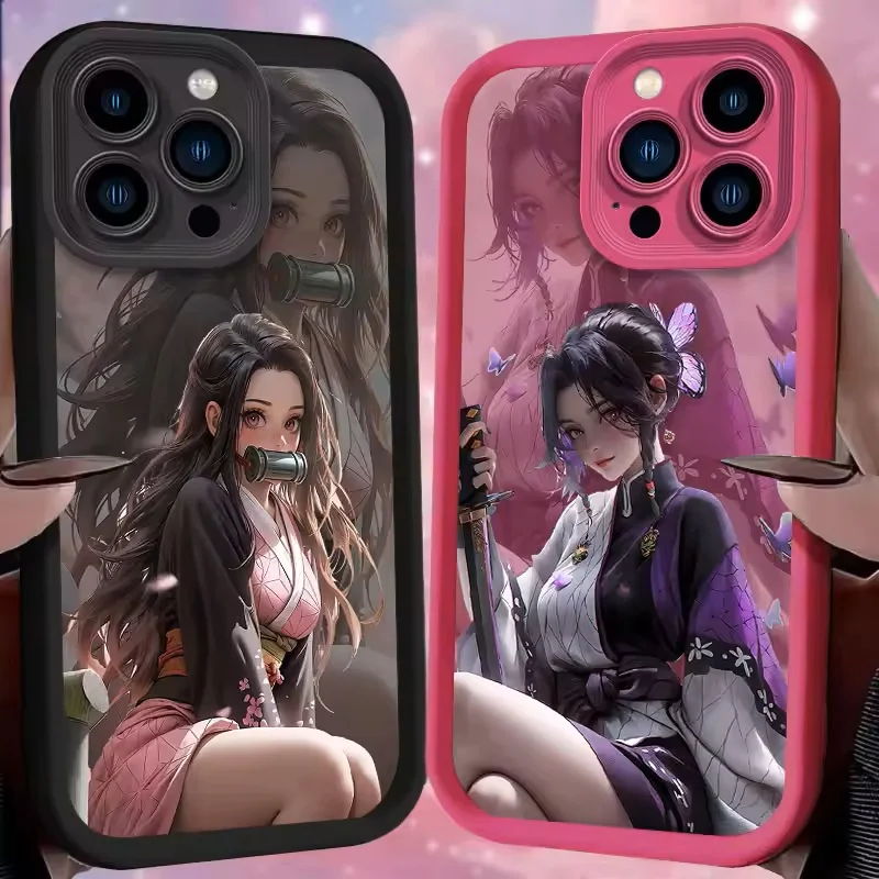 Anime D-Demon Slayer Girl For iPhone 16 15 14 13 12 11 Pro Max XS Max 7 8 Plus Phone Case Shockproof Soft Silicone Back Cover