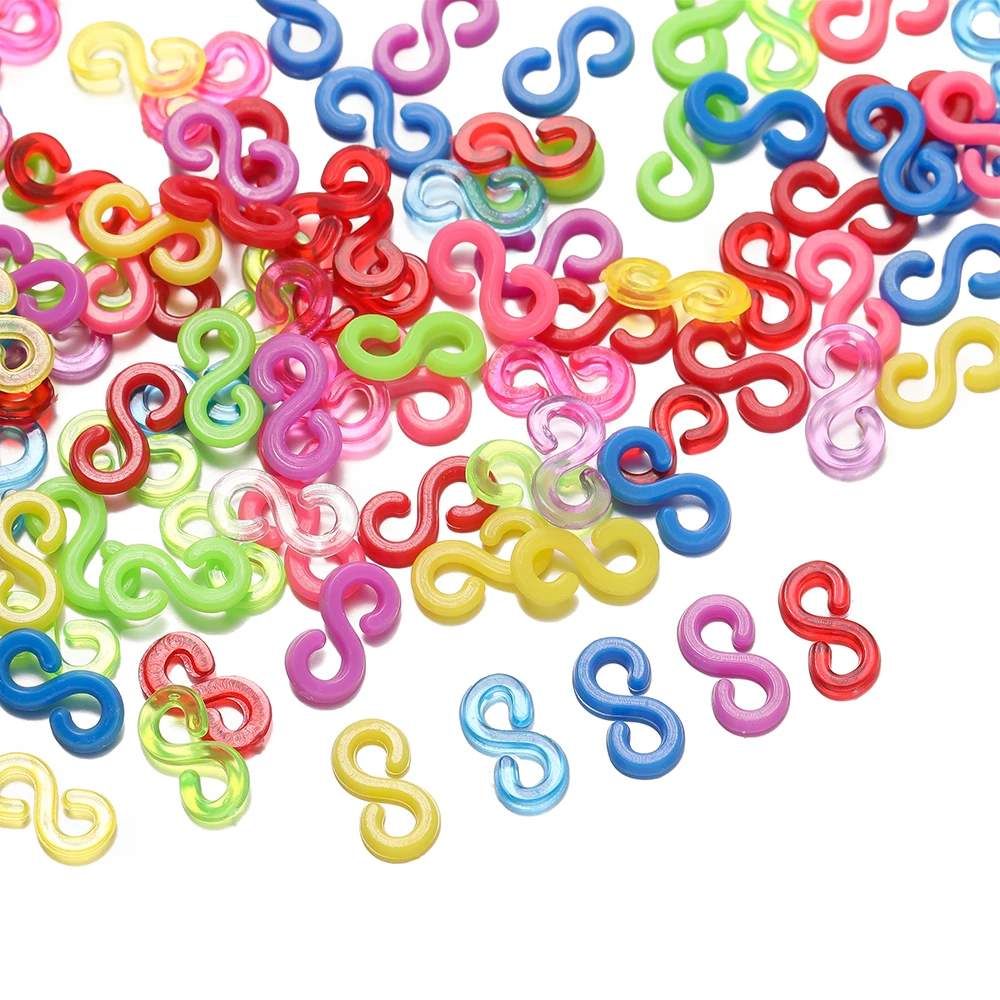 

500pcs/Lot S Shape Clips Hook Plastic Connectors Clasp for DIY Charm Bracelet Jewelry Making Supplies Accessories