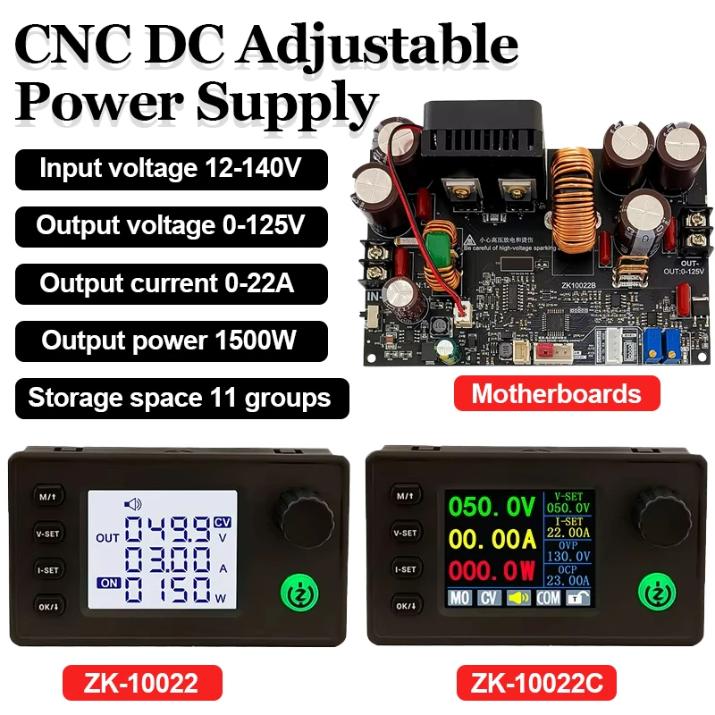 ZK-10022/ZK-10022C 1500W CNC DC Adjustable Power Supply Regulated Stabilized Voltage CC CV Step-Down Power Module Buck Converter