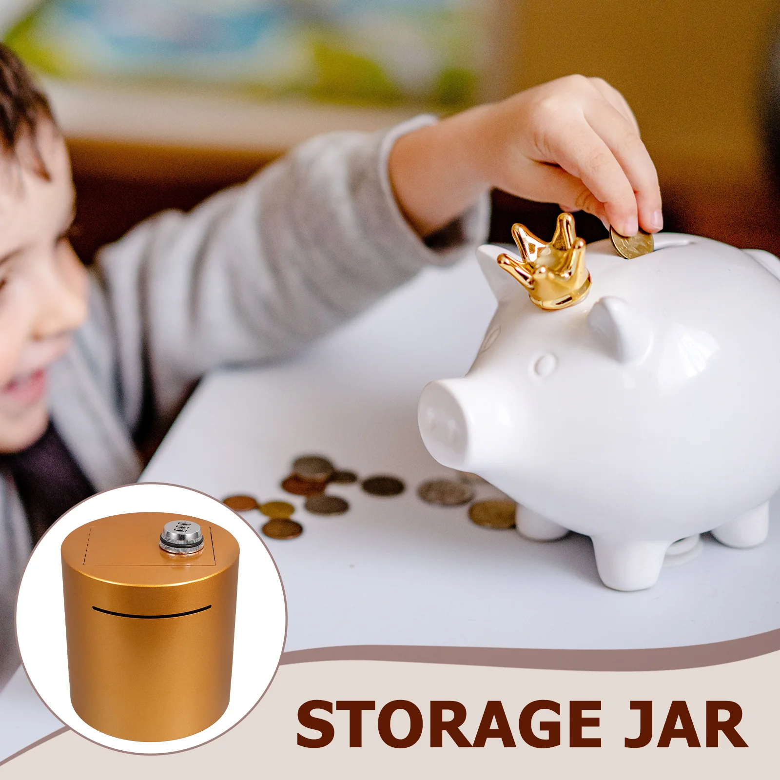 Unbreakable Metal Piggy Bank Cylinder Password Lock Secure Money Saving Box Portable Coin Container for Adults and Children