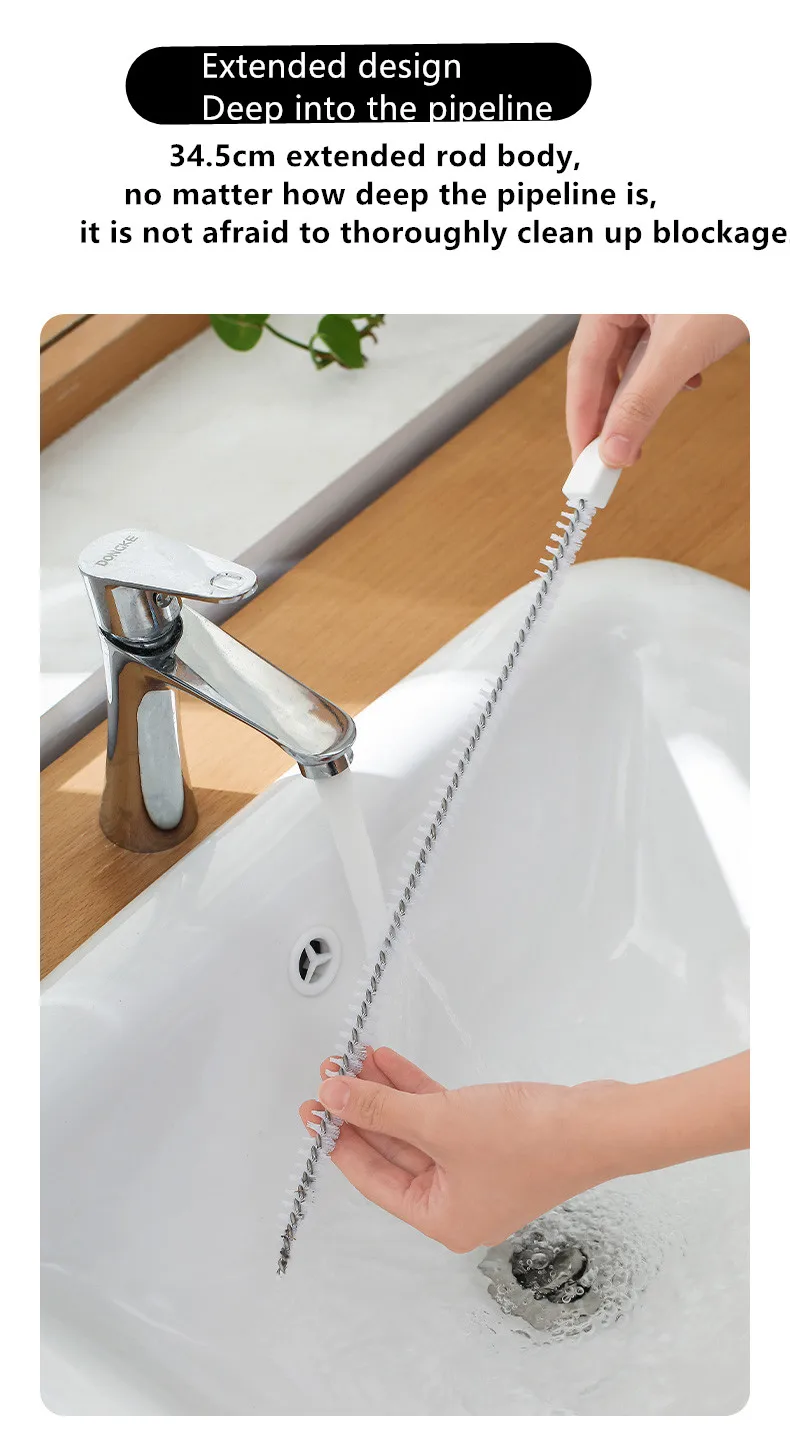 Rohr Bagger Pinsel Lange Sauber Küche Bad Haar Kanalisation Waschbecken Reinigung Abflussrohr Flexible Reiniger Verstopfen Stecker Loch Entferner Werkzeug – Detail 10