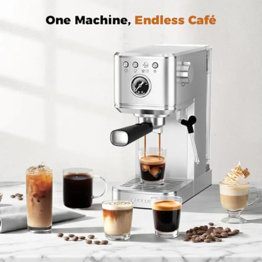 Máquina de café expreso Elite, máquina de café expreso caliente y hielo de 20 Bar con varilla de vapor para Americano Latte Cappuccino, café doméstico versátil S