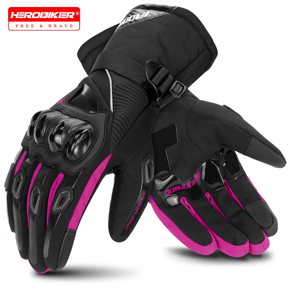 

Motorcycle Gloves Winter Warm Waterproof Moto Off-road Gloves Touch Screen Thermal Fleece Lined Motorbike Riding Protective