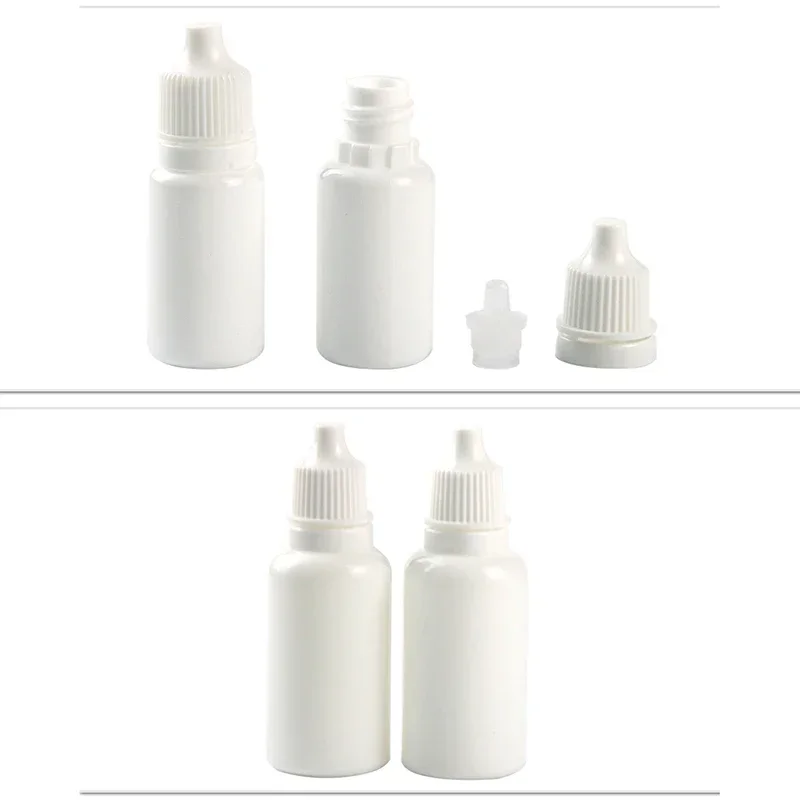 5 ml, 10 ml, 15 ml, 20 ml, 30 ml, leere weiße Kunststoff-Tropfenwasserflasche, Tropfbehälter für ätherische Öle