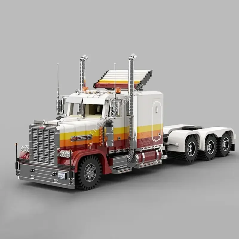 5942PCS MOC Building Block Peterbilt Tri Axle Truck Technology Bricks DIY Assembled Model Originality Toys Kids Holiday Gifts