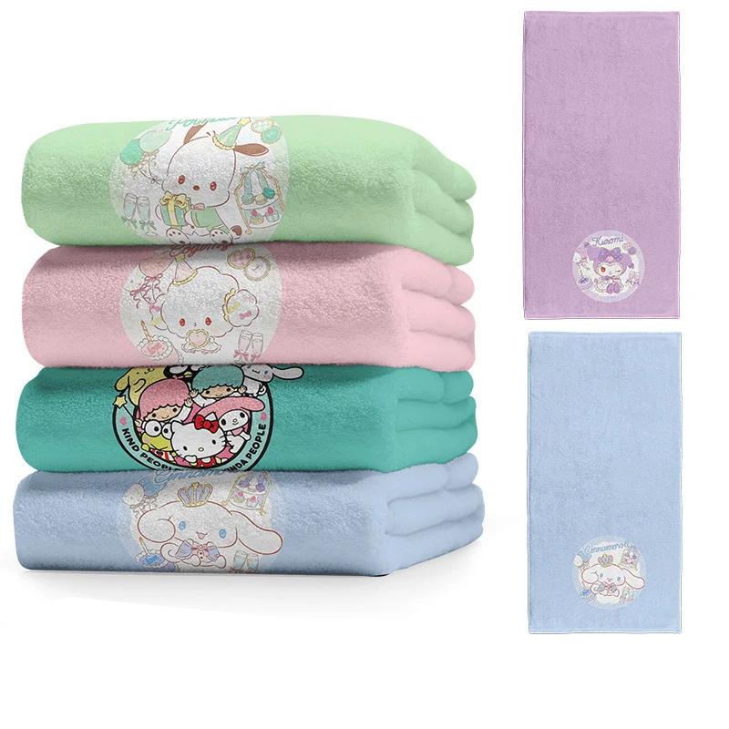 

Kawaii Sanrio Kuromi Cinnamoroll Plush Towel Anime Cartoon Cute Girls Soft Stuffed Plushies Quick Drying Face Wash Towels Gifts