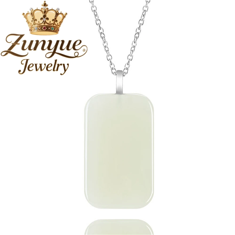 

Natural Old Material Hetian Jade White Jade Pendant Genuine S925 Silver - Inlaid Jade Pendant Necklace Couple Pendants Amulet