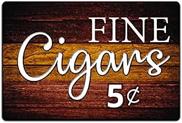 Tin Signs Cigar Wall Decor | Sign for Man Cave Bar Smoking Room | Gift for Man Dad Smoker | Aluminum Metal Sign 12 x 8 in. Fine