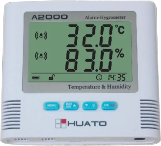 2026 HUATO A2000-TH Alarming Measuring Instrument Temperature and Humidity Hygrometer With Internal Sensor for Industrial