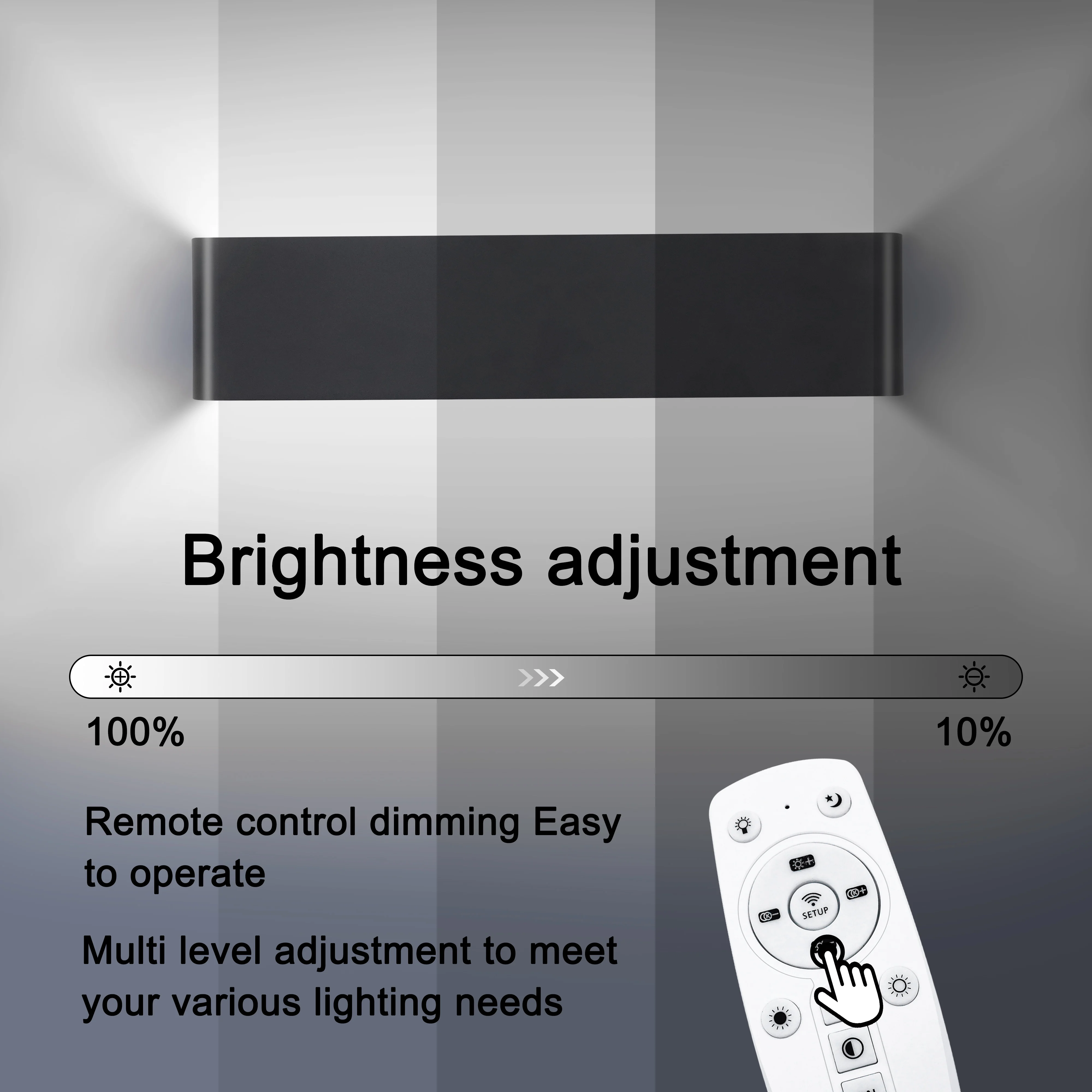 2.4G LED Wall Light Remote Dimming Wall Lamp Up Per and Lower Lighting Fixtures Suitable Wall Sconces for Indoor Use