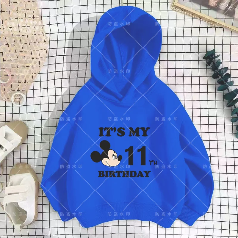 

Minnie Mouse Disney Boy Birthday Number 3-12 Hoodies Baby Sweatshirt Kawaii Cartoons Girl Clothes Disney Mouse Kawaii Cartoons