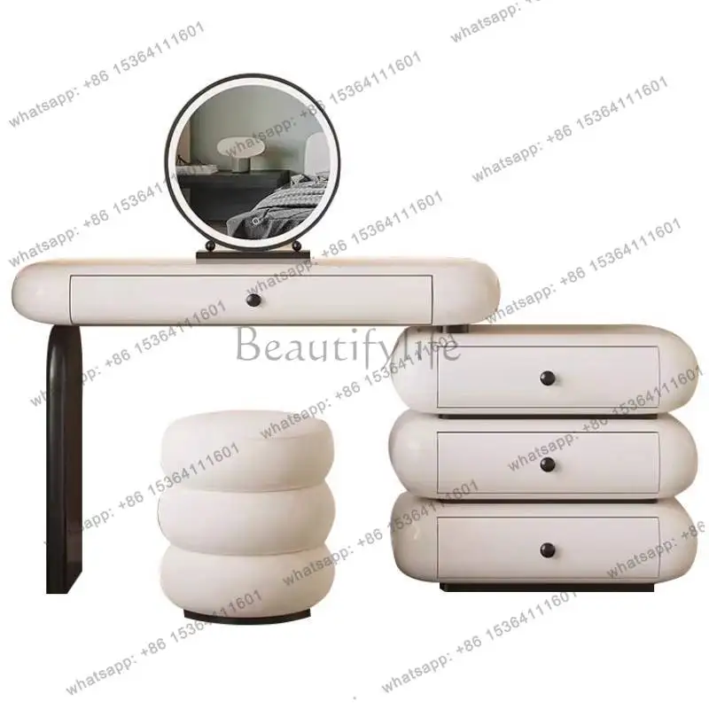 

Wooden White Black Vanity Table Nordic Aesthetic Luxury Organizer Dresser Europa Space Saving Tavolo Trucco Home Furniture