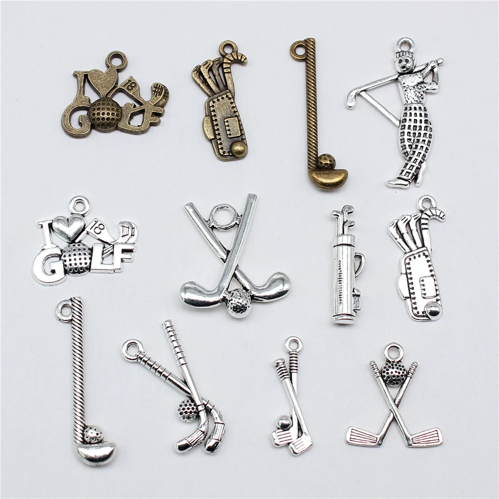 20pcs Sport Charms Golf Charms Golf Clubs Charms For Jewelry Making DIY Crafts Making Findings