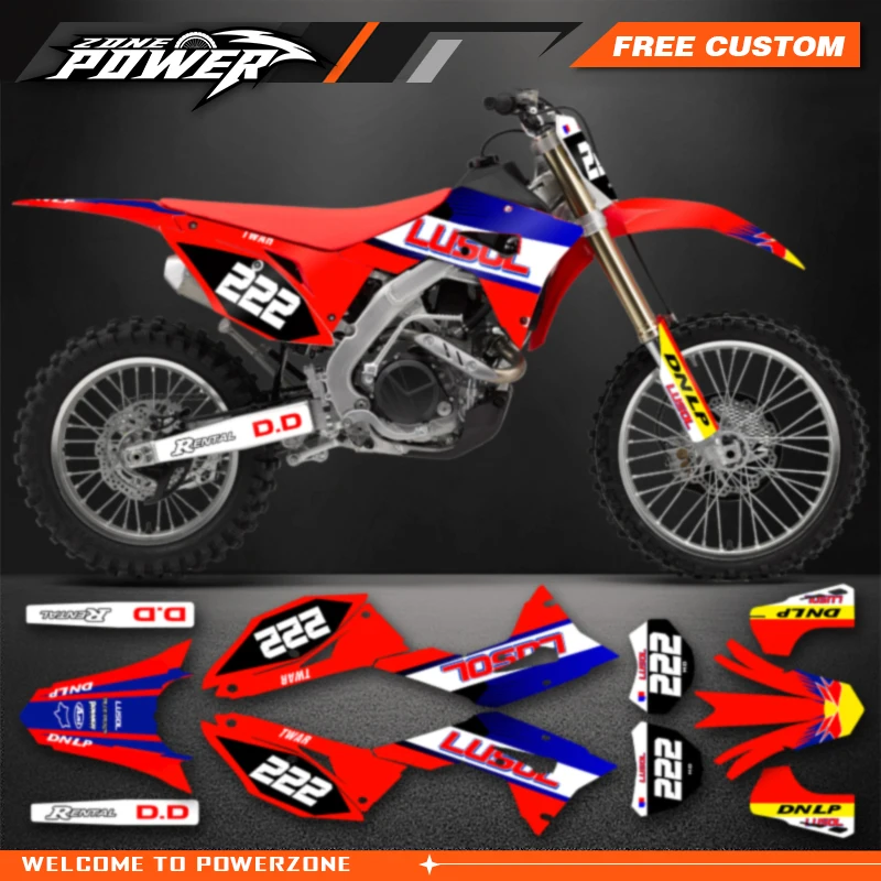 Powerzone Motorcycle Graphic Decal Stickers Kits For Honda CRF250RX 2018-2021 CRF450RX 2017-2020 Number Name Customize 010