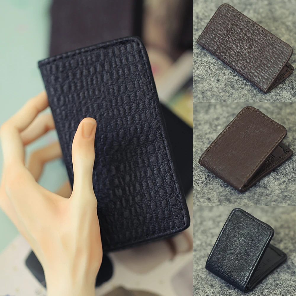 

D04-P034 children handmade toy 1/3 1/4 doll BJD/SD doll's Accessories Black brown leather wallet 1pcs