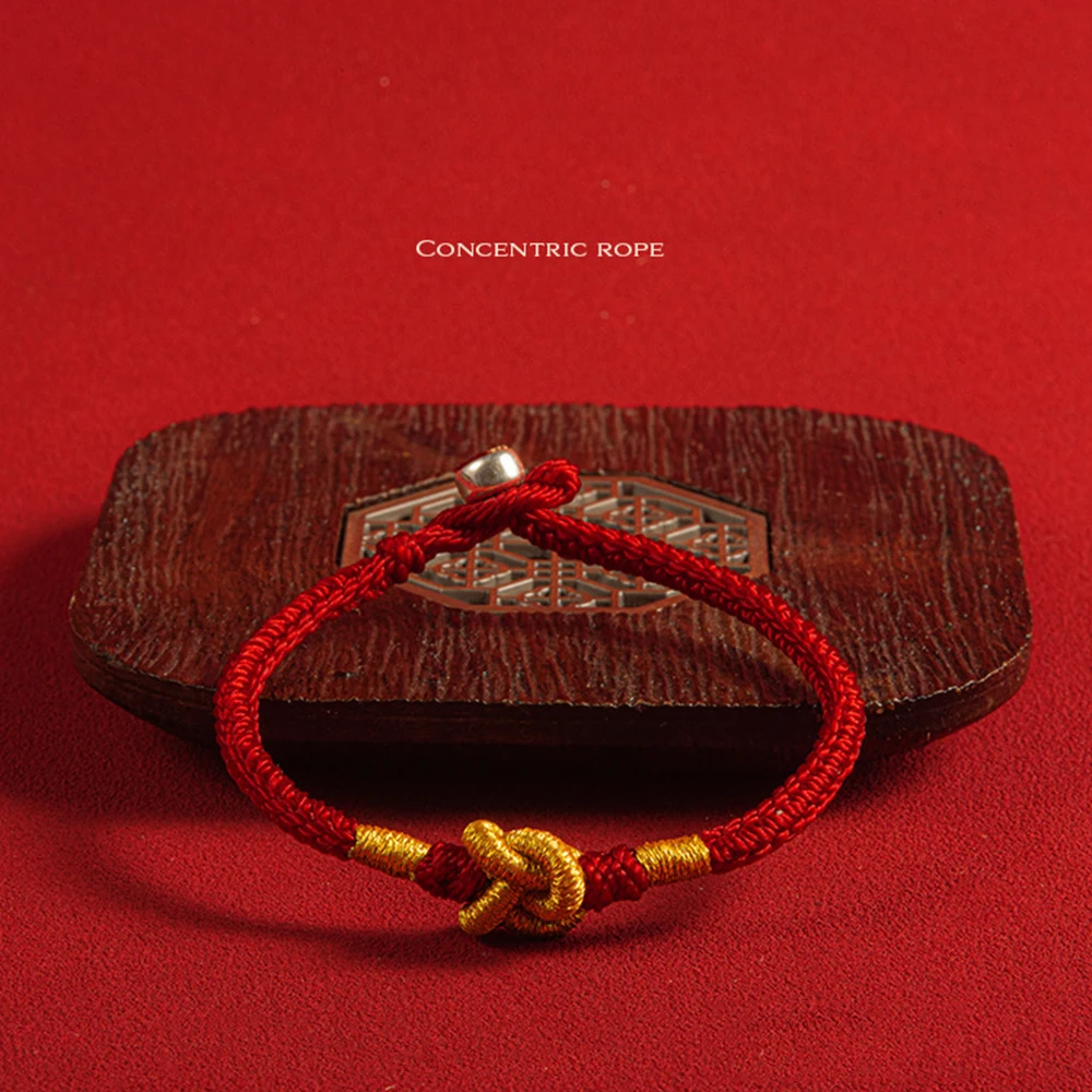 Chinese Traditional Red String Charm Bracelet for Family Handmade Knots Red Rope Braided Bracelet Good Luck for Friendship