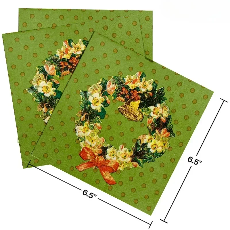 10/20pcs 33cm 2-Ply Christmas wreath series printing colorful paper napkins disposable Christmas decoration supplies napkins