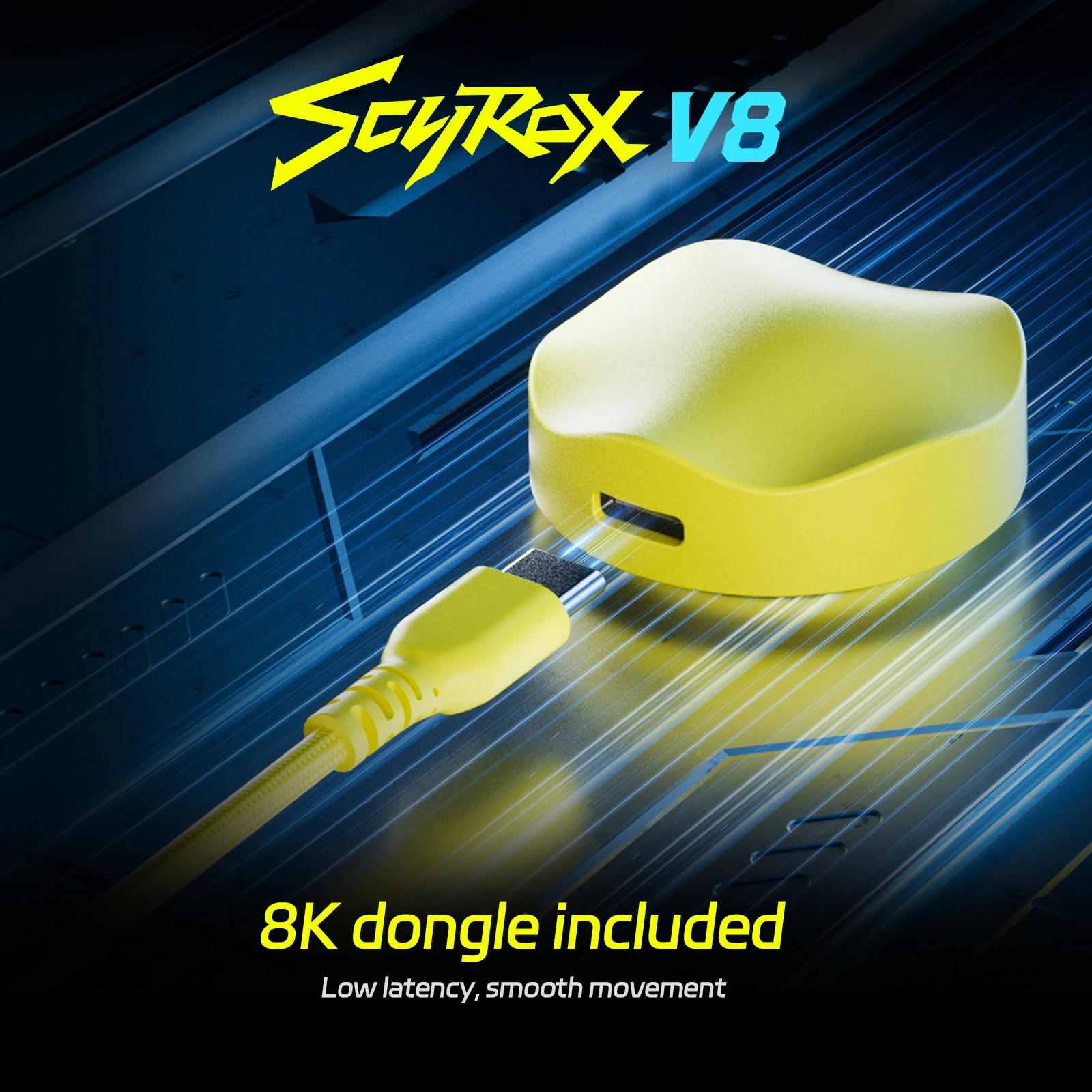 SCYROX V8 Gaming Mouse, No holes, 8K Dongle Included, Pixart 3950, Optical Switches