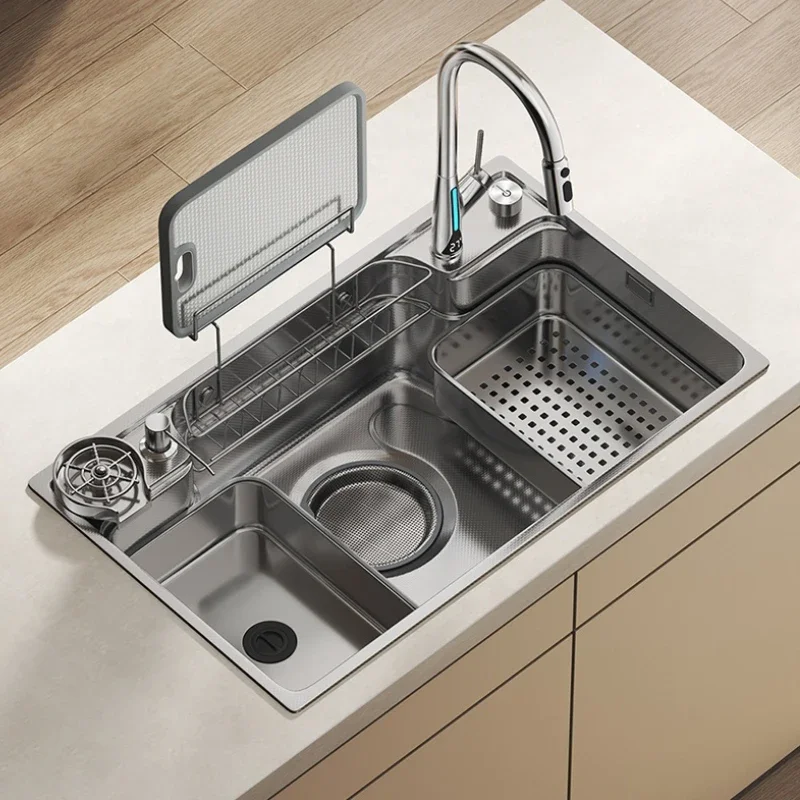 

Современная большая кухонная мойка из утолщенной нержавеющей стали с керамическим клапаном, многофункциональная, для овощей