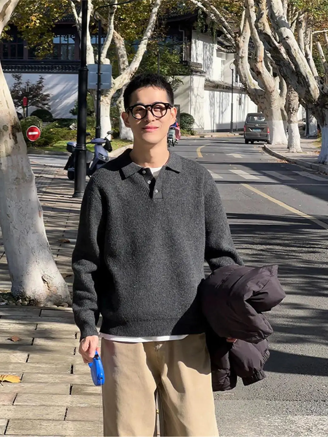 

Cleanfit ey Knitted Sweater Men's Autumn Winter Loose Casual Collared Top Comfortable Medium Thin Warmth