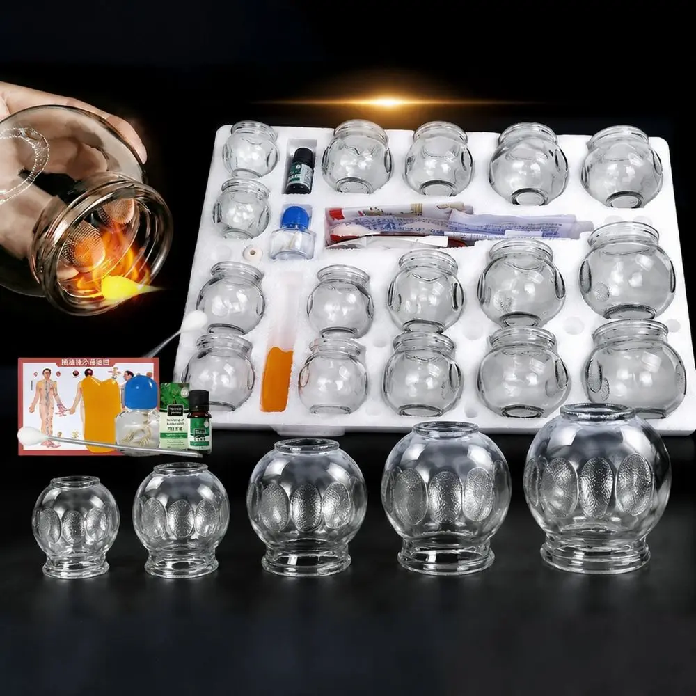 Thickened Glass Cupping Therapy Kit Massage Tool Professional Chinese Traditional Body Spa Care For Daily Health