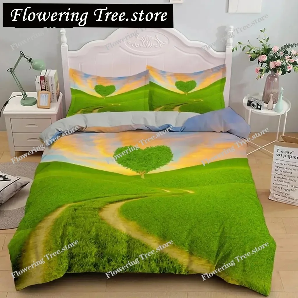 3D Love Heart Duvet Cover Microfiber Luxury Romantic Theme Bedding Set King Queen For Couple Valentine's Day Bedroom Decor