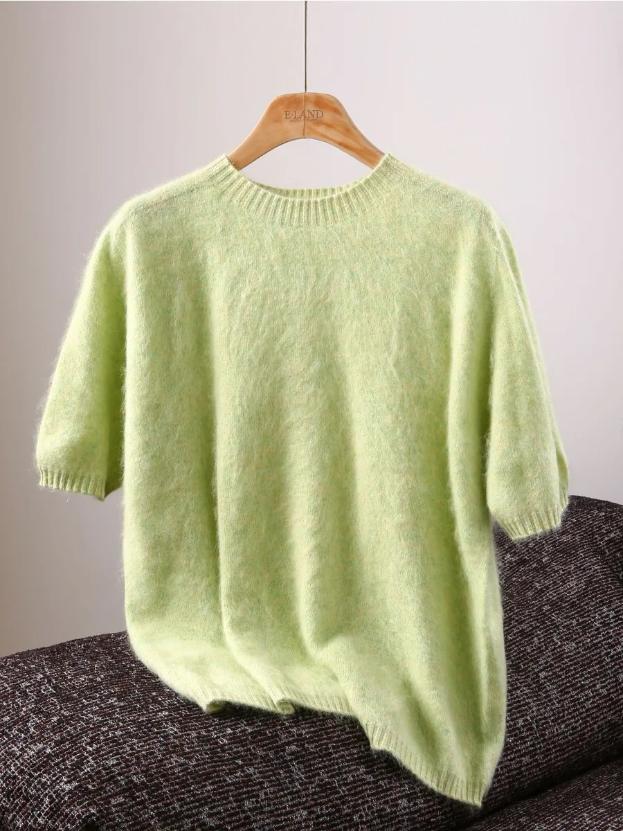 LIinar 2026 New Fall Winter Women's Wool Sweater Mid-Sleeve Casual Slim-Fit Pullover Wool Base Layer Solid-Color Knit Top