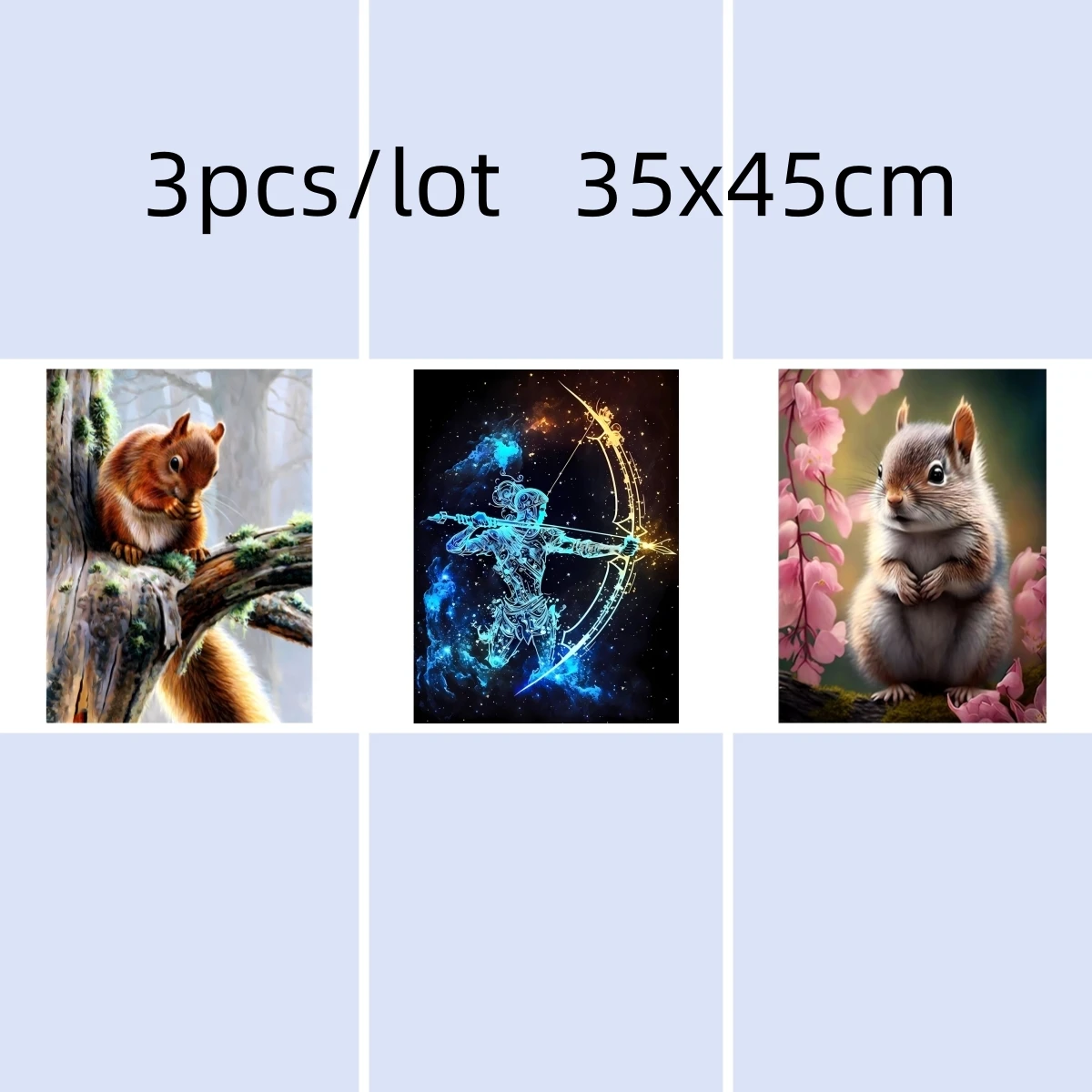 

Diy 3pcs/lot 35x45cm Full Square Drill Diamond Painting Cross Stitch Kit Canvas Size Patterns of Squirrel Zodiac Sagittarius
