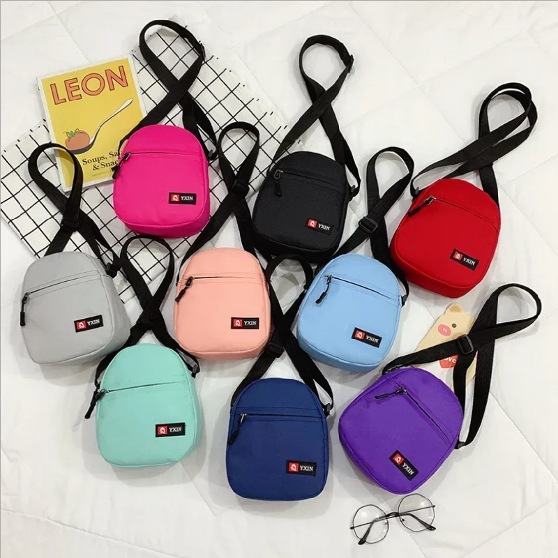 Female Crossbody Bag Ins Fashion Solid Color Zipper Mini Canvas Bag Vertical Square Messenger Waist Bags For Women Сумка Женская