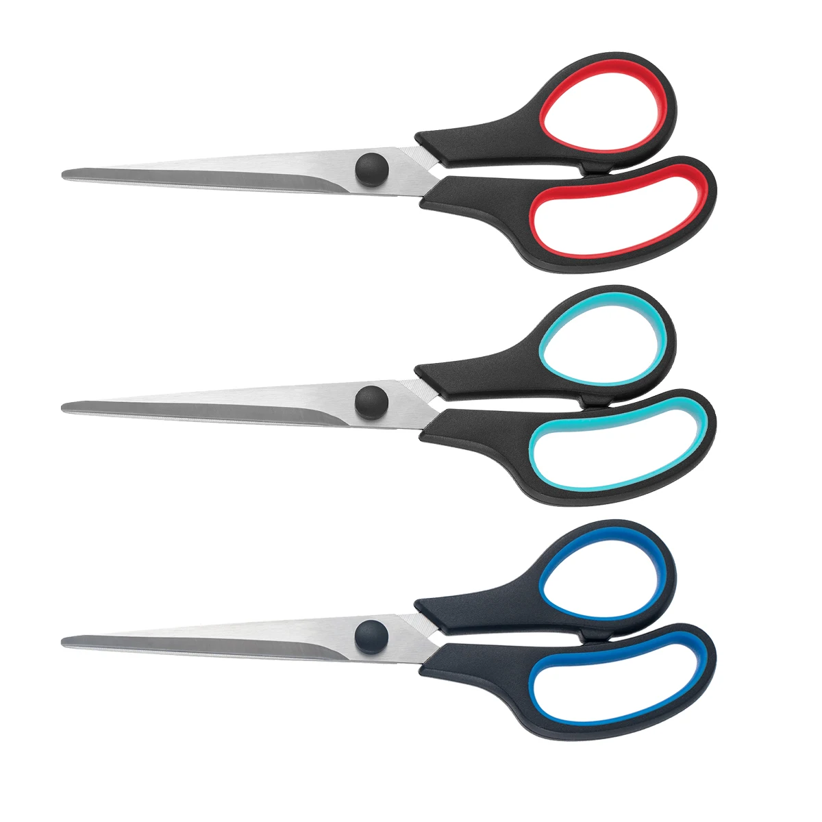 Kit com 3 Tesouras Reforçadas de 6,7 polegadas com Lâminas Ultra Afiadas e Cabos Ergonômicos - Para Escritório, Casa, Escola, Costura e Artesanato