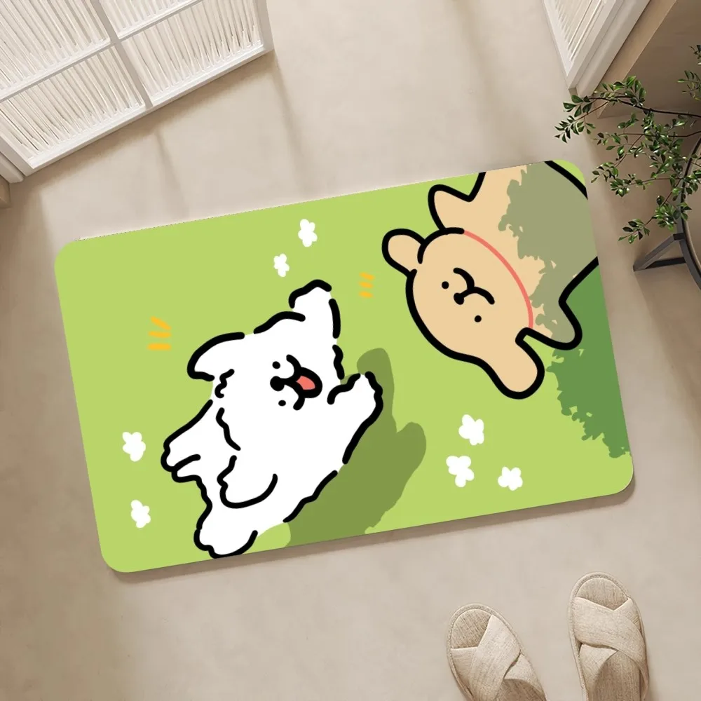 Cartoon Line Dog Maltese Floor Mat Floor Mat Bedroom Decoration Balcony Anti-Slip Doormat Living Room Rug