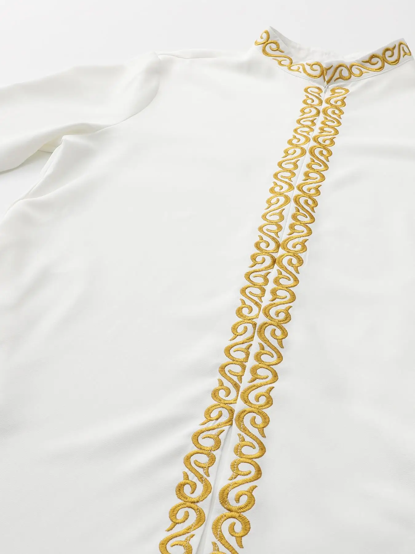 Elegant Casual Two-Piece Suit for Men Middle East Africa Muslim White Embroidered Formal Dinner Suit Sophisticated Leisurewear
