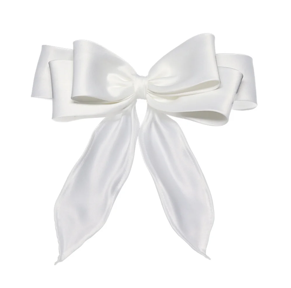 Large Bow Hair Clips For Women White Satin Ribbon Bowknot Bride Hairpin Barrettes Bridemaid Hairclips Party Hair Accessories