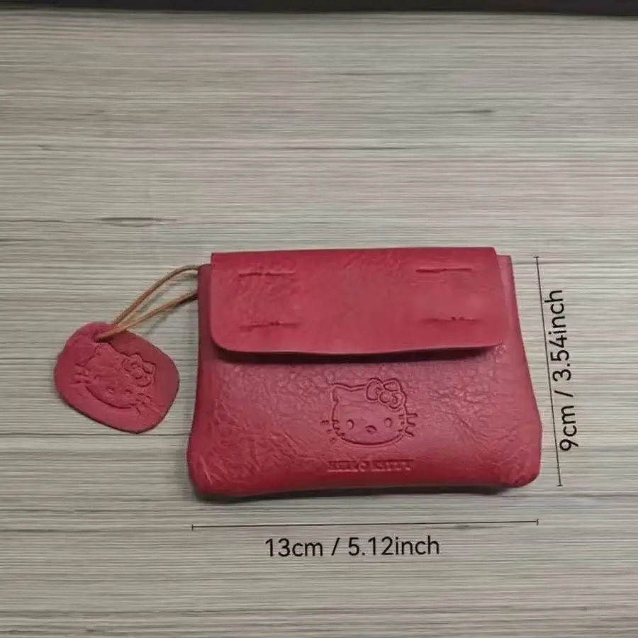 Cute Hello Kitty Red Leather Coin Purse Storage Bag Girly Heart Kt Portable Headphone ID Bag Portable Card Case Holder Organizer view 4