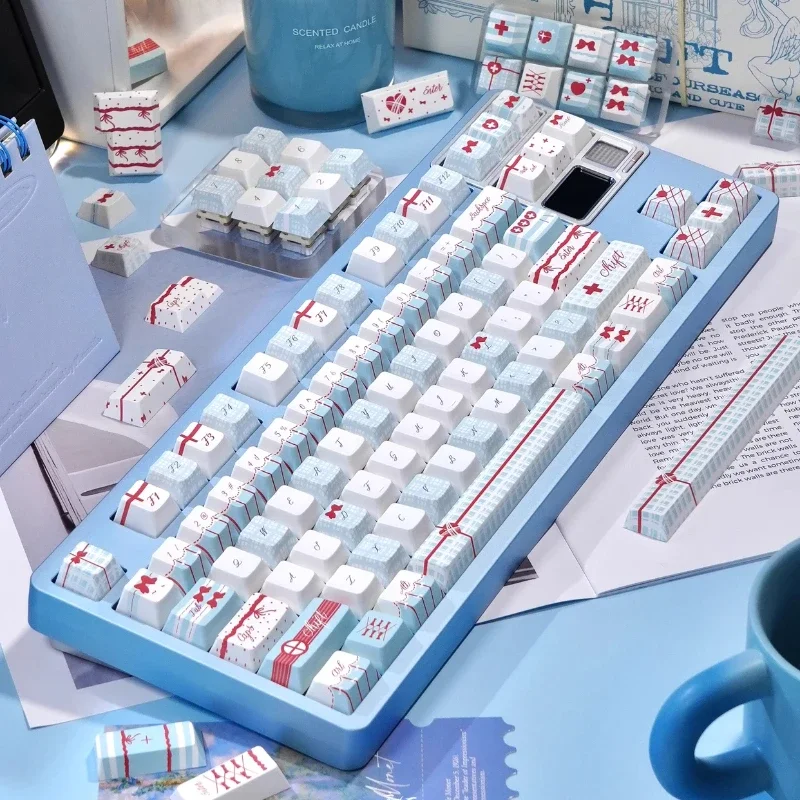 

Blue Memoirs Keycaps Custom PBT Cherry Profile Cute Blue Minimalist Style INS Point Keycap Dye Sublimation Artisan Key Cap Gifts