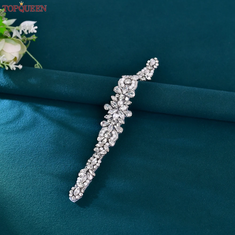 TOPQUEEN Vrouwen Kristallen Riem Strass Bruiloft Sjerp Avondjurk Accessoires Bruidsriem Applique Bruidsmeisje Riem Gift S93A
