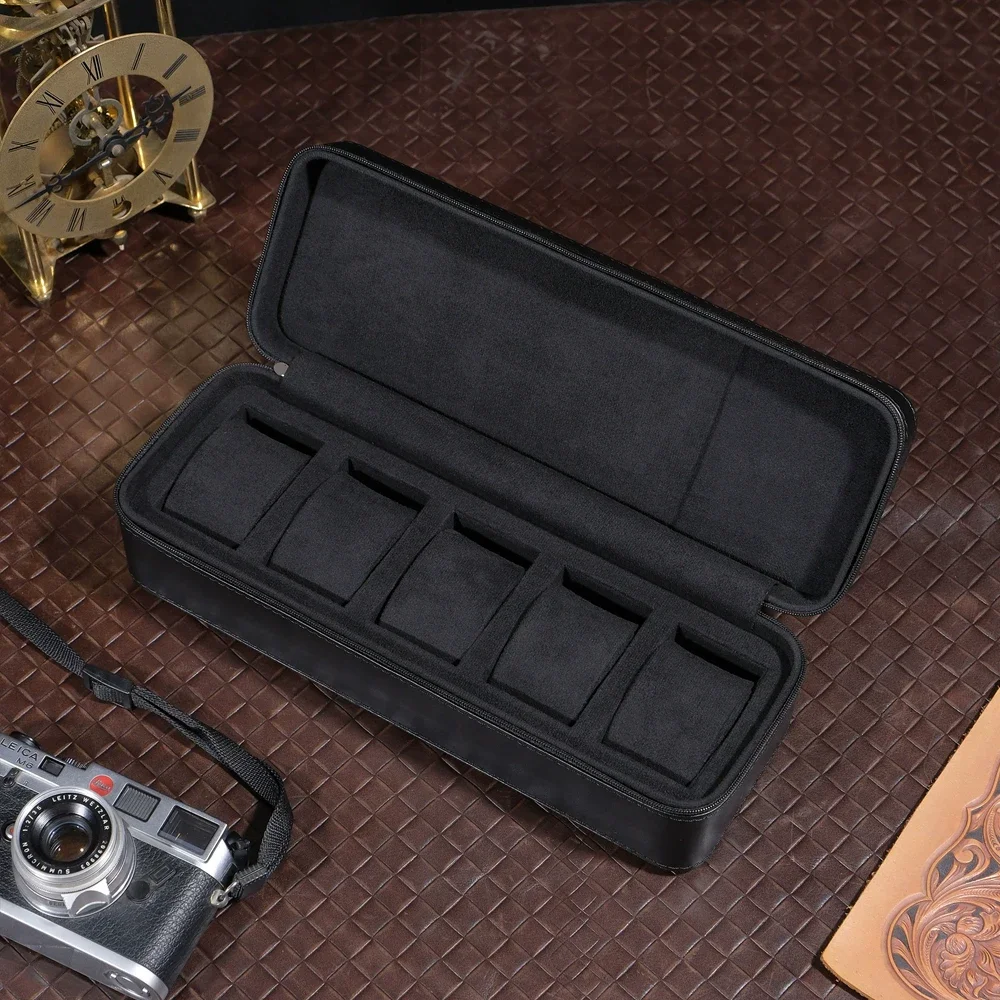 Premium Leather Watch Storage Box 3/4/5 Slots Portable Travel Men's Mechanical Watch Protection Packaging Case
