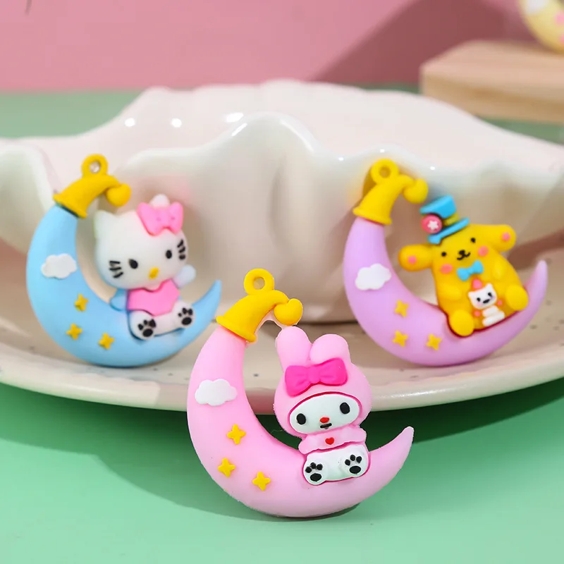 Miniso الكرتون سانريو القمر مفتاح سلسلة الطالب حقيبة مدرسية قلادة زوجين مفتاح سلسلة حلية لطيف هدية صغيرة