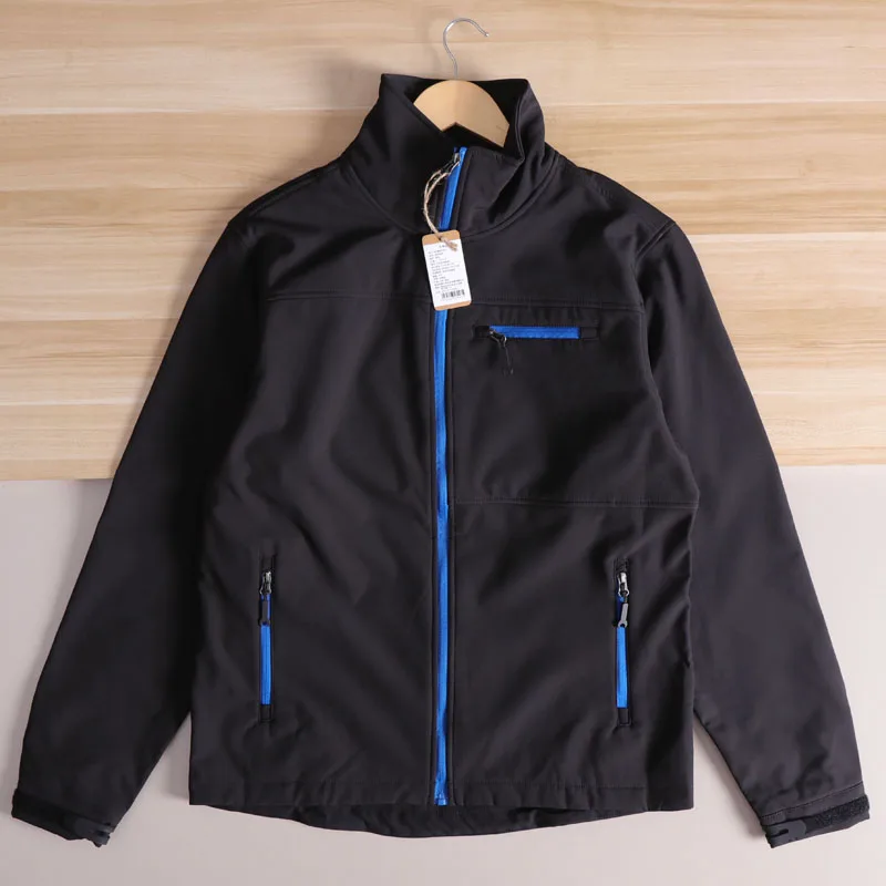 

Waterproof Fce Lined Outdoor Casual Soft ell Stand Collar Jaet Men's Windproof Long Sve Zipper Closure Color