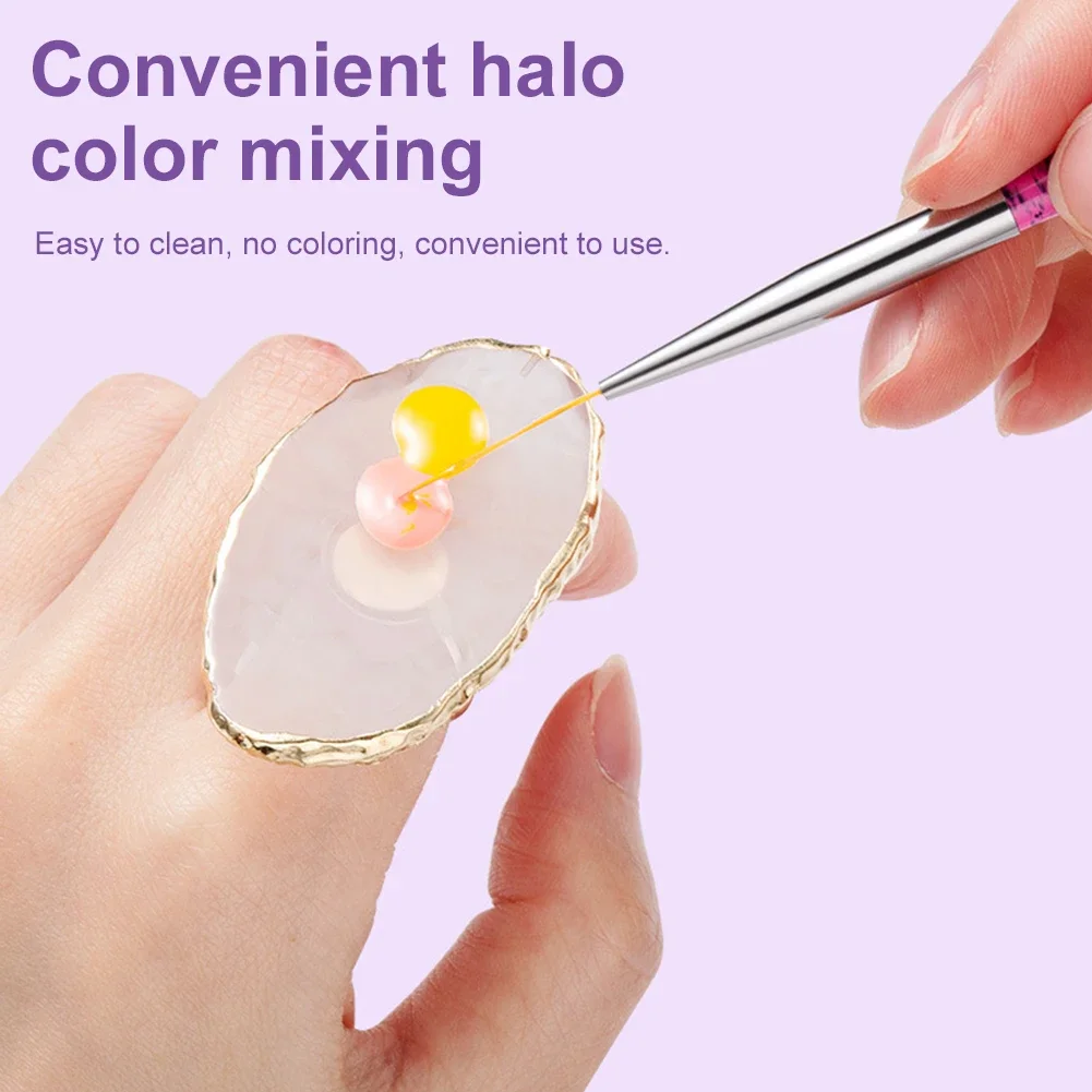 

Resin Nail Polish Palette Gold Edge Nail Art Painting Mixed Color Palette Adjustable Finger Ring Nail Art Tools