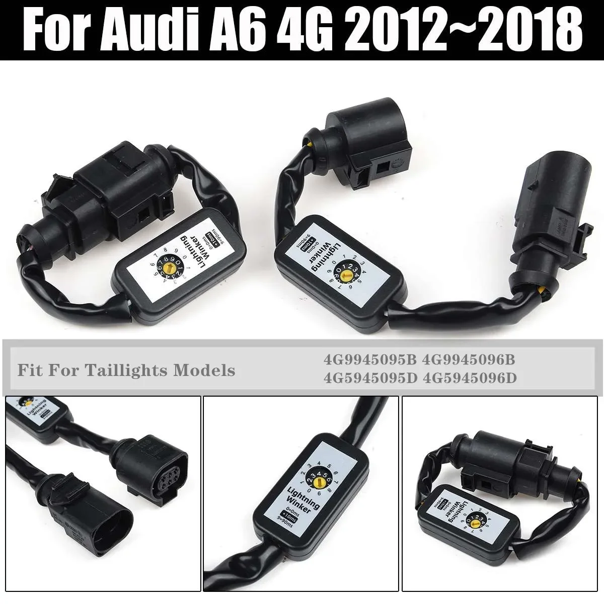 

2Pcs Black Dynamic Turn Signal Indicator LED Taillight Add-on Module Cable Wire Harness For Audi A6 4G 2012~2018 Tail Light