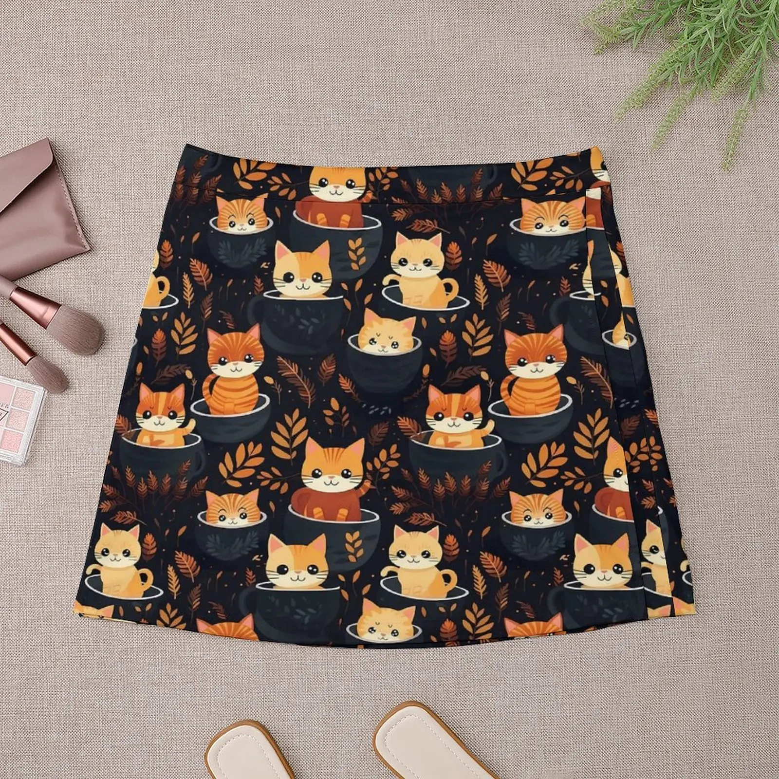 Cartoon Magic Cats Skirt Women Mugs in Delight Kawaii Mini Skirts High Waist Design Streetwear Casual Skirt Big Size 3XL 4XL