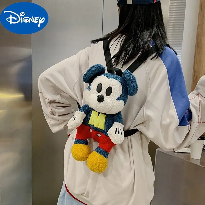 MINISO Disney pluszowa torba dziewczynka 2023 wiosna i lato nowy lalki z kreskówek plecak dla dzieci dziewczyna uroczy plecak Mickey pluszowa torba