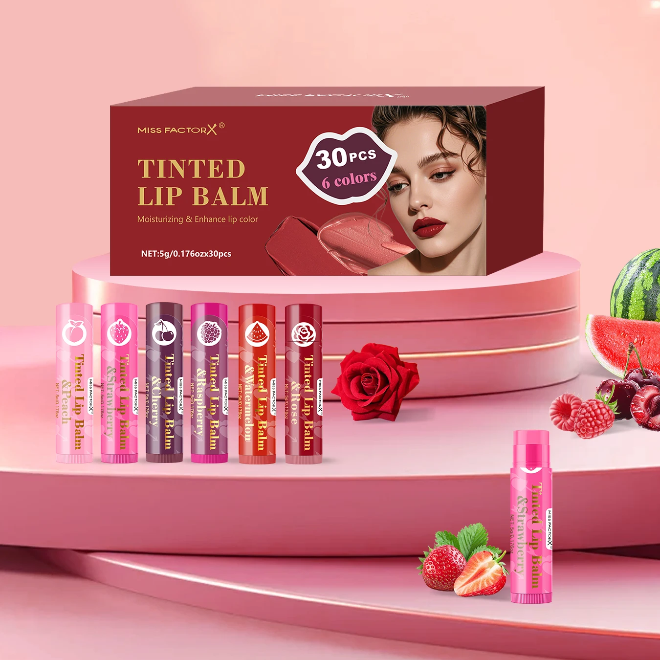 30 قطعة/صندوق - مجموعة أحمر شفاه 6 ألوان - تركيبة مرطبة، مناسبة جدًا لعيد الشكر وهدايا العطلات للسيدات
