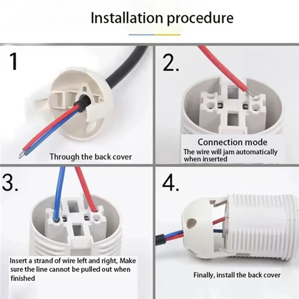 250 فولت 4A E27 ضوء لمبة قاعدة البلاستيك كامل نصف المسمار مصباح حامل قلادة مقبس الطاقة عاكس الضوء الدائري